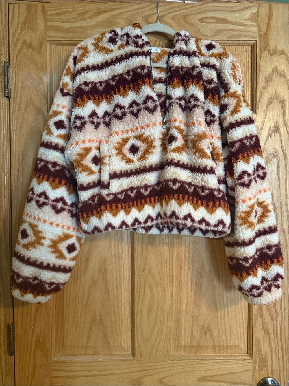 Arizona Jean Company Cozy Sherpa Jacket in Cream, Rust & Maroon
